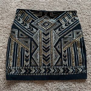 Express Black and Gold Geometric Skirt| size M